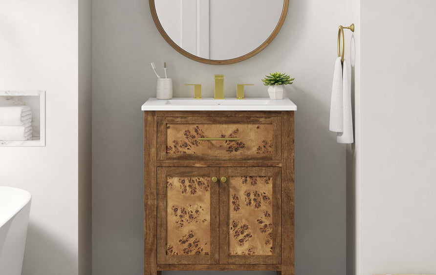 Onyx 24" Wood Bathroom Vanity in White Brown
