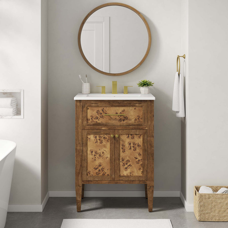 Onyx 24" Wood Bathroom Vanity in White Brown