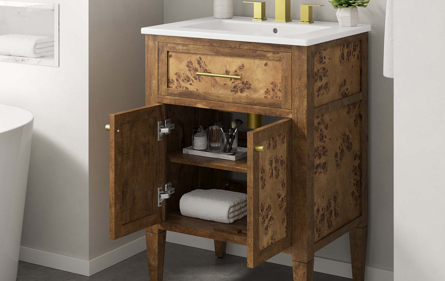 Onyx 24" Wood Bathroom Vanity in White Brown