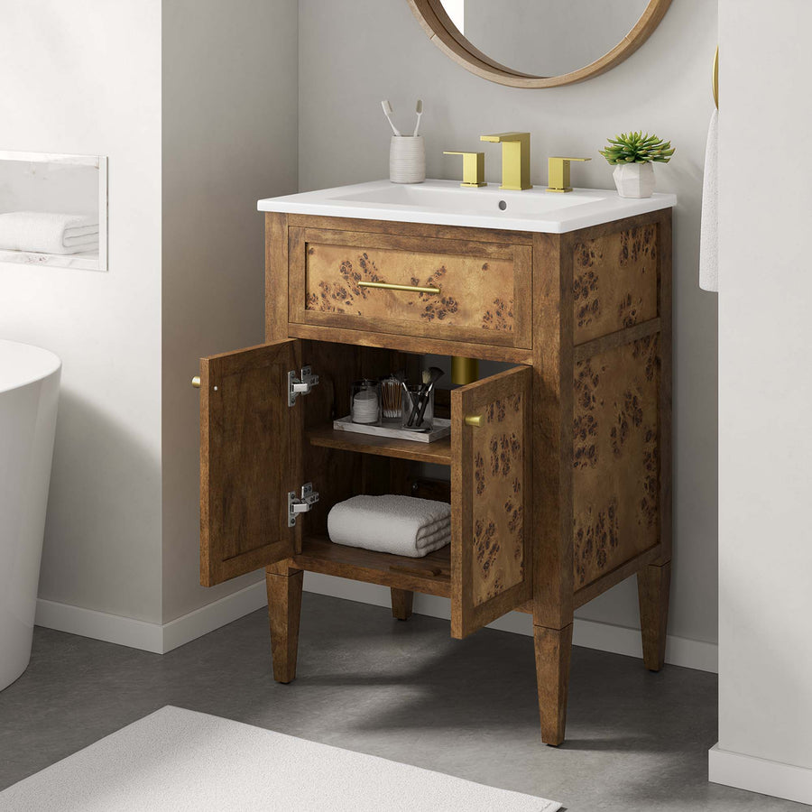 Onyx 24" Wood Bathroom Vanity in White Brown