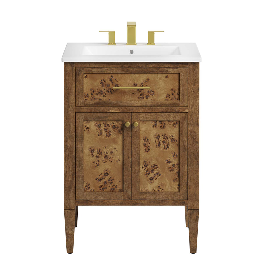 Onyx 24" Wood Bathroom Vanity in White Brown