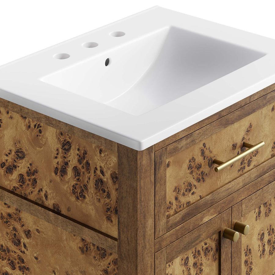 Onyx 24" Wood Bathroom Vanity in White Brown