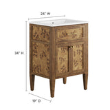 Onyx 24" Wood Bathroom Vanity in White Brown
