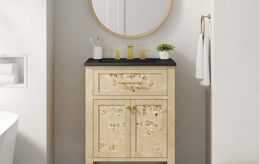 Onyx 24" Wood Bathroom Vanity in Black Burl