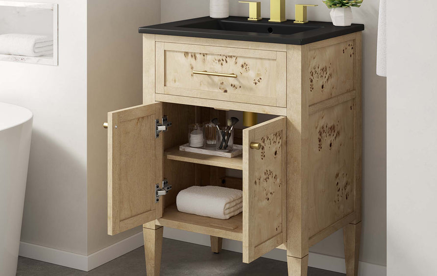 Onyx 24" Wood Bathroom Vanity in Black Burl