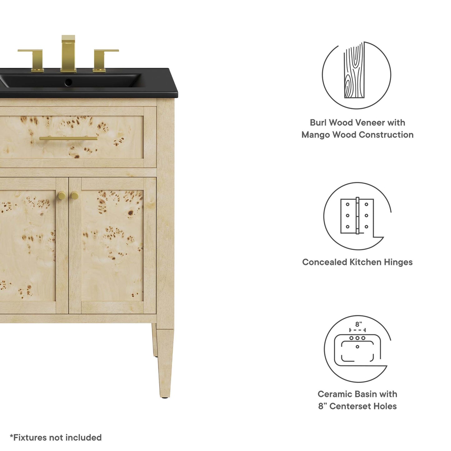 Elysian 24" Wood Bathroom Vanity by Furniture For America
