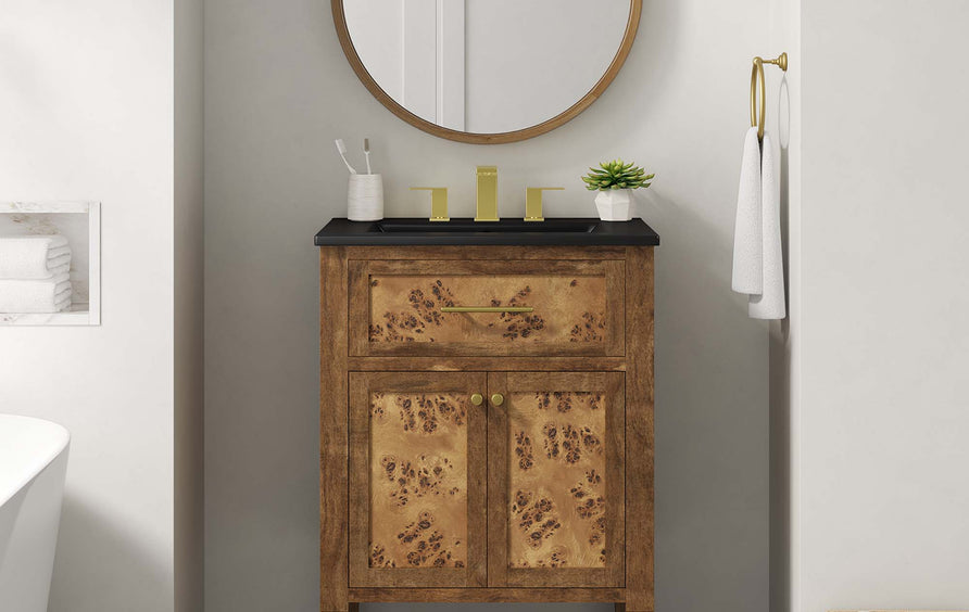 Onyx 24" Wood Bathroom Vanity in Black Brown