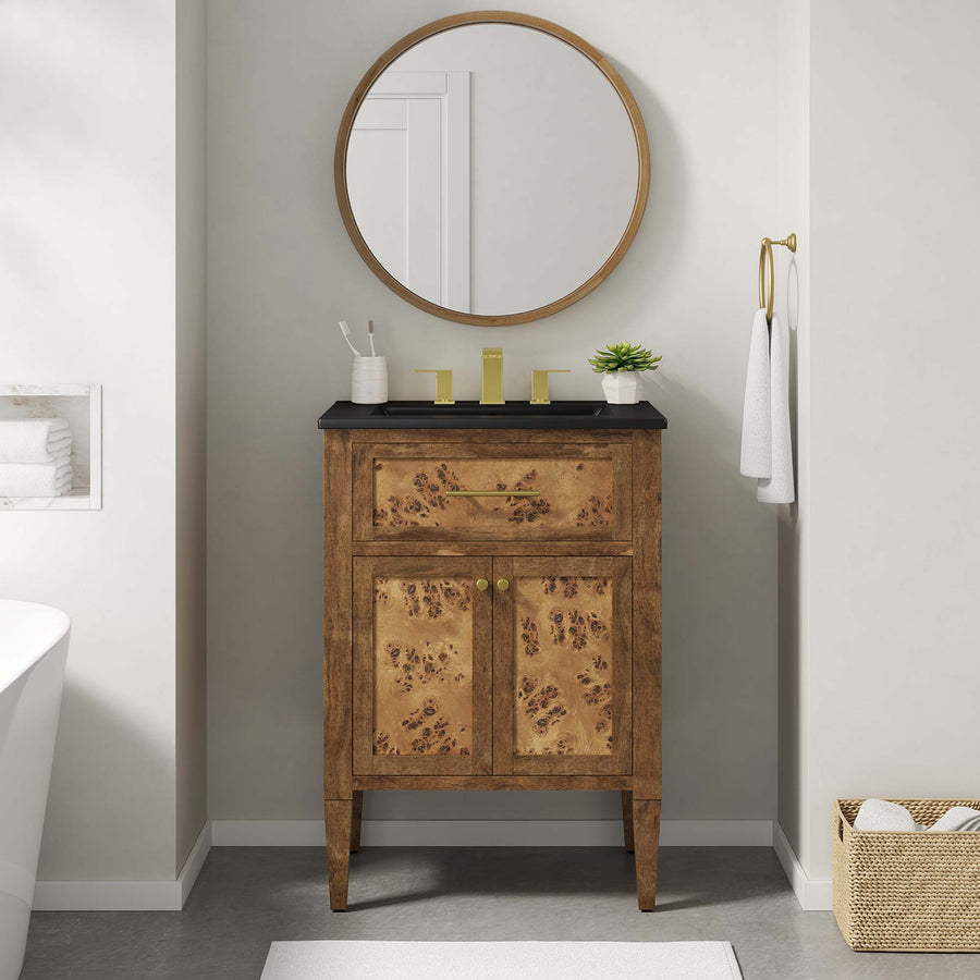 Onyx 24" Wood Bathroom Vanity in Black Brown