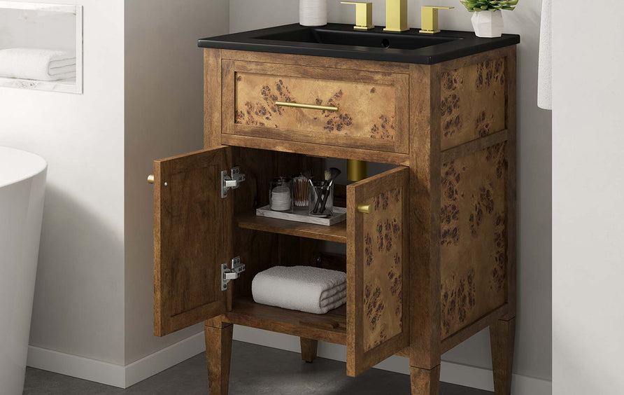 Onyx 24" Wood Bathroom Vanity in Black Brown
