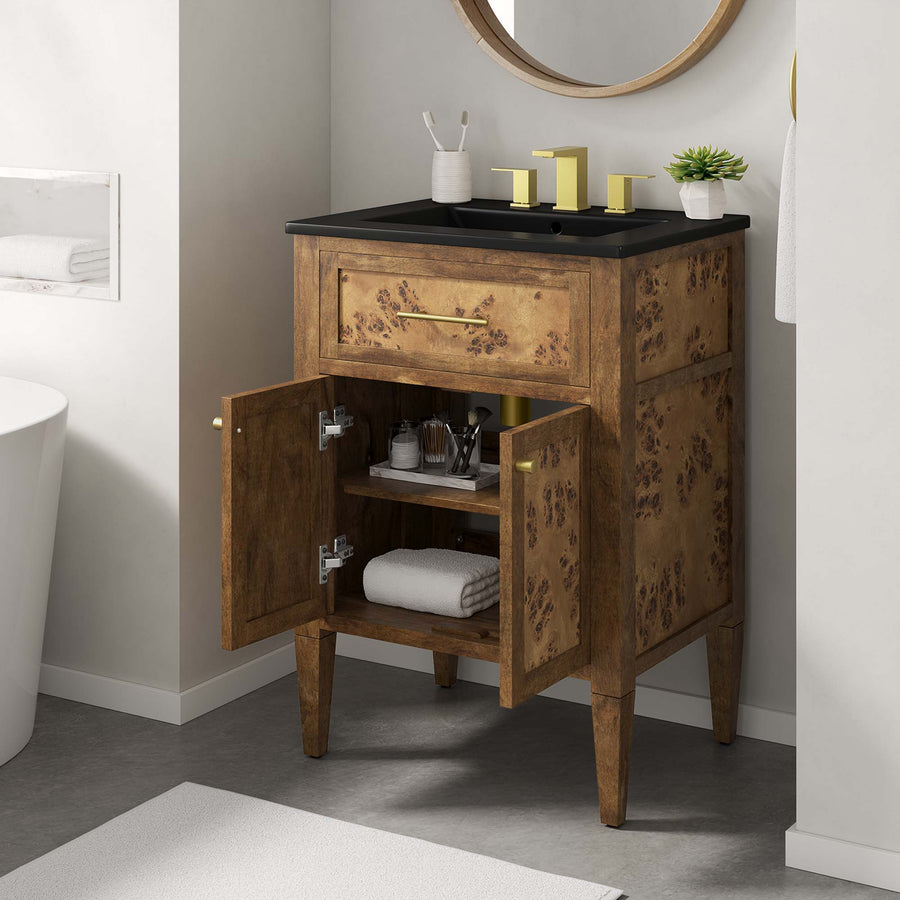 Onyx 24" Wood Bathroom Vanity in Black Brown
