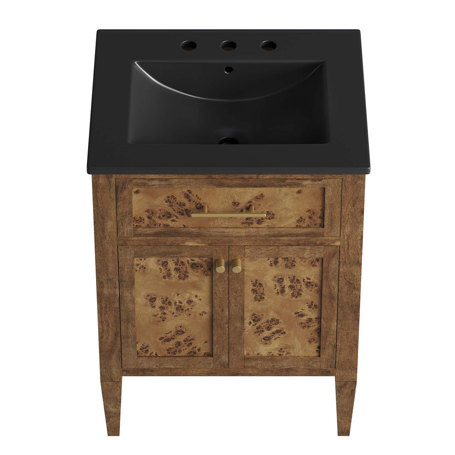 Onyx 24" Wood Bathroom Vanity in Black Brown