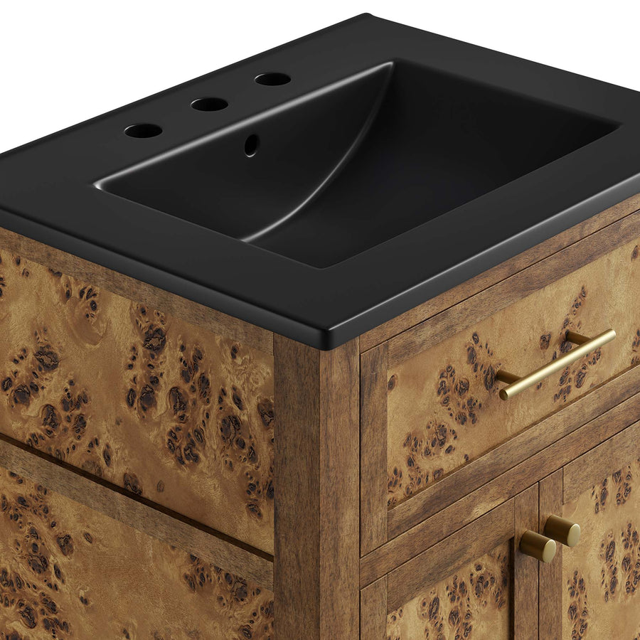 Onyx 24" Wood Bathroom Vanity in Black Brown