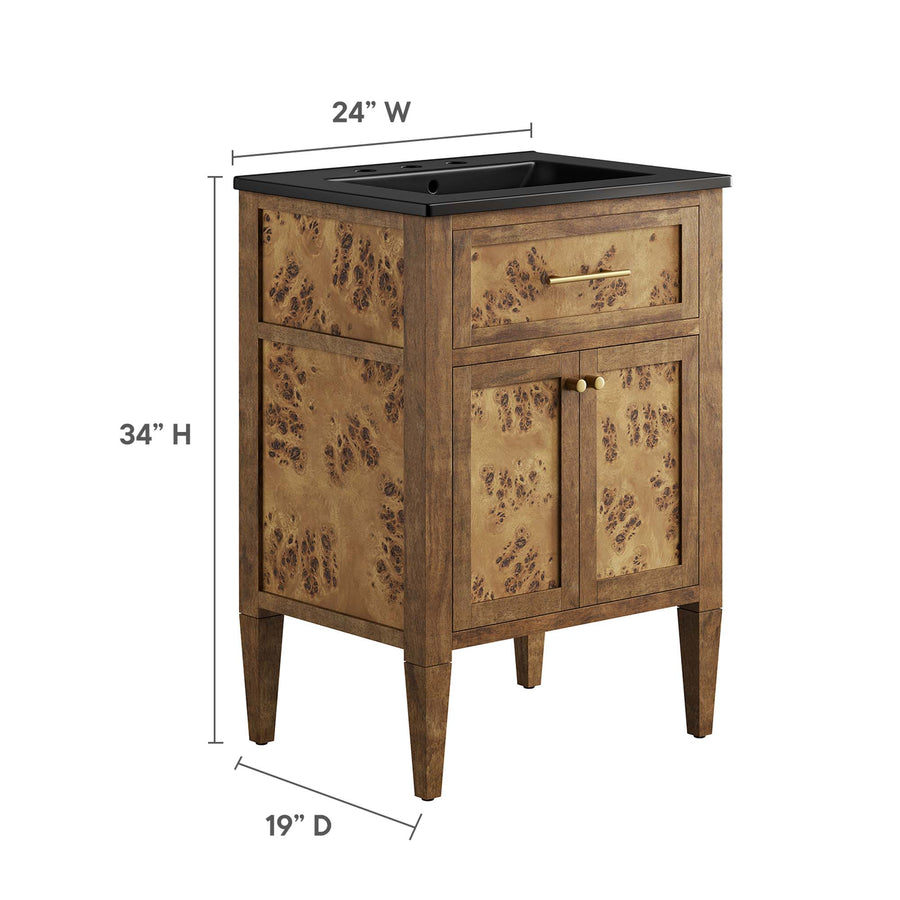 Onyx 24" Wood Bathroom Vanity in Black Brown