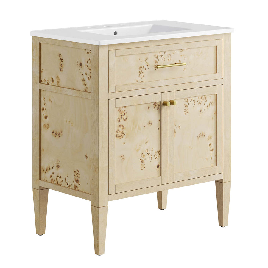Onyx 30" Wood Bathroom Vanity in White Burl