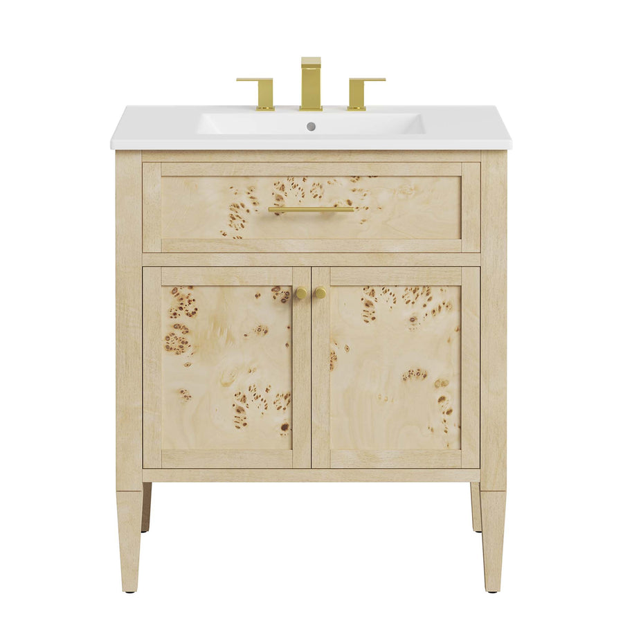 Onyx 30" Wood Bathroom Vanity in White Burl