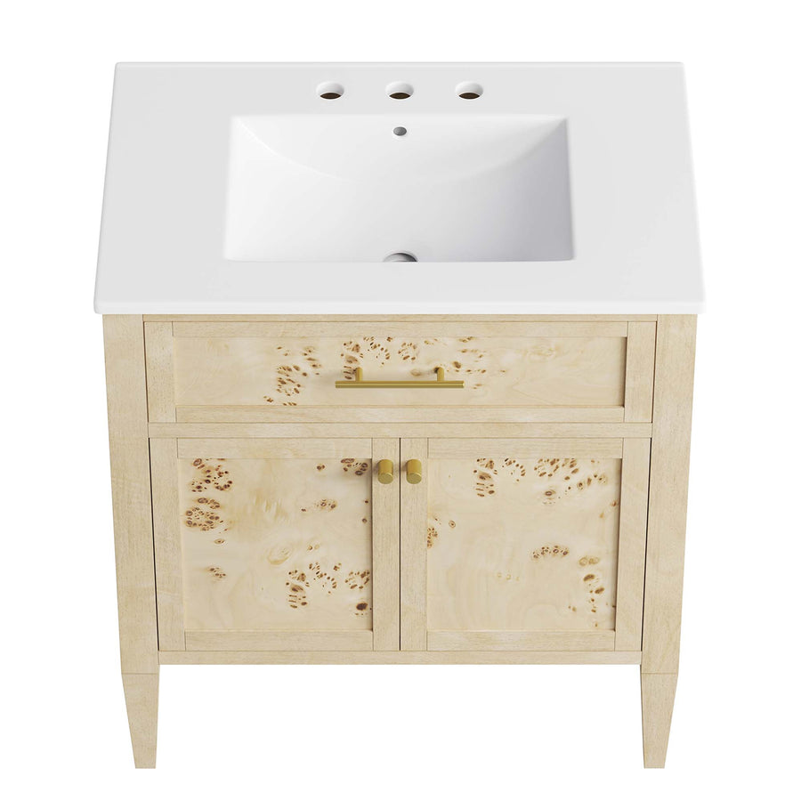 Onyx 30" Wood Bathroom Vanity in White Burl