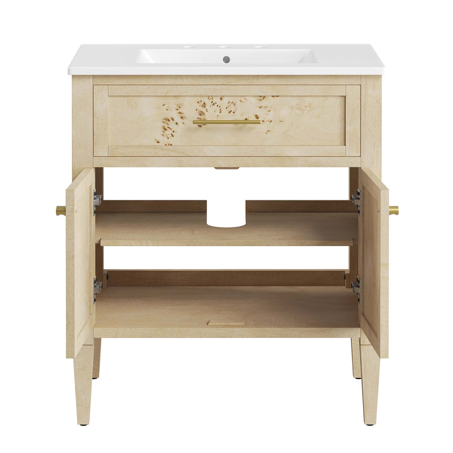 Onyx 30" Wood Bathroom Vanity in White Burl