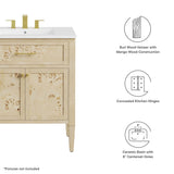 Onyx 30" Wood Bathroom Vanity in White Burl