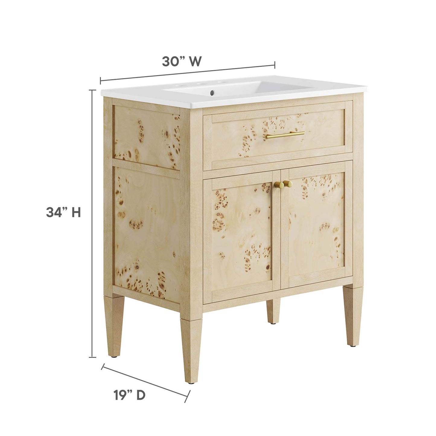 Elysian 30" Wood Bathroom Vanity by Furniture For America