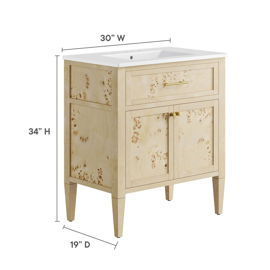 Onyx 30" Wood Bathroom Vanity in White Burl