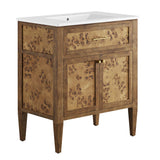 Onyx 30" Wood Bathroom Vanity in White Brown