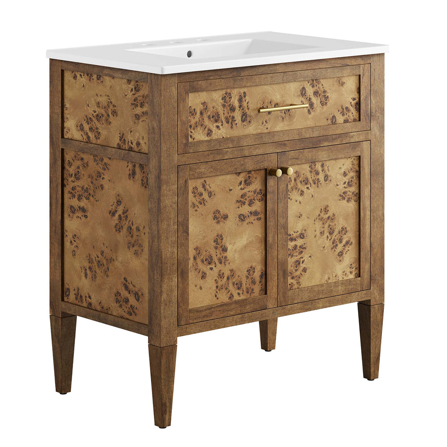 Onyx 30" Wood Bathroom Vanity in White Brown