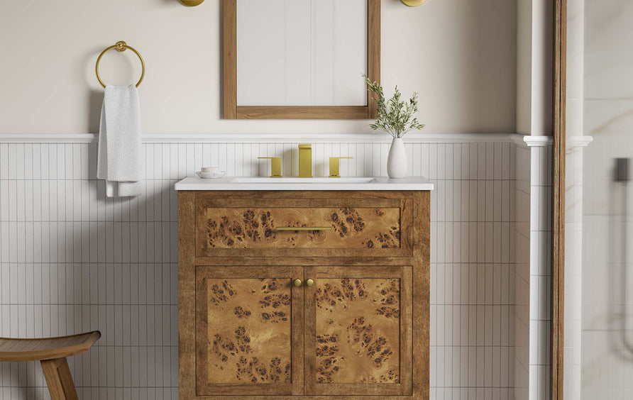Onyx 30" Wood Bathroom Vanity in White Brown