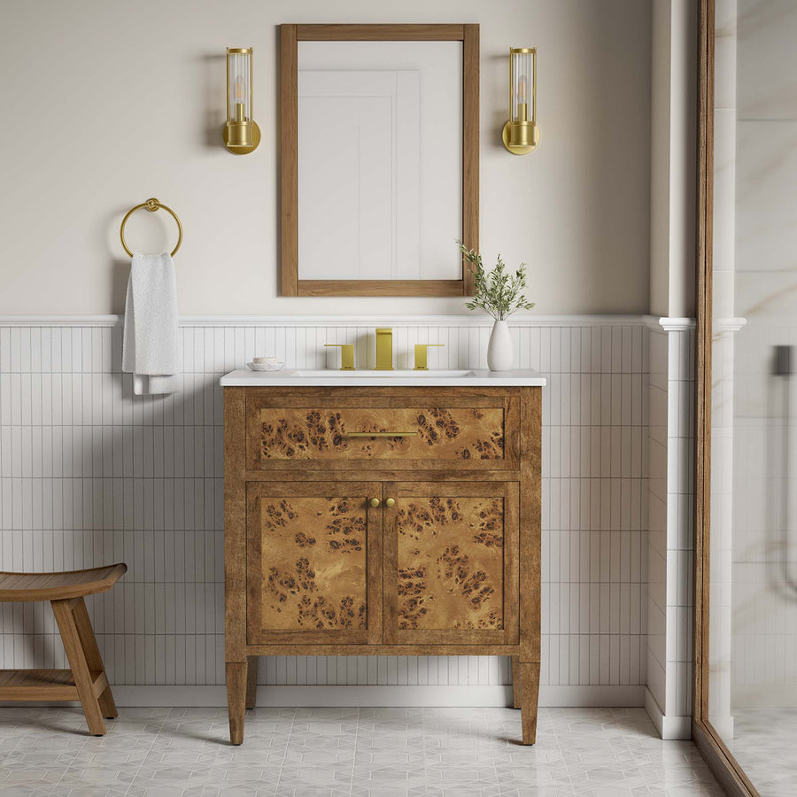 Onyx 30" Wood Bathroom Vanity in White Brown