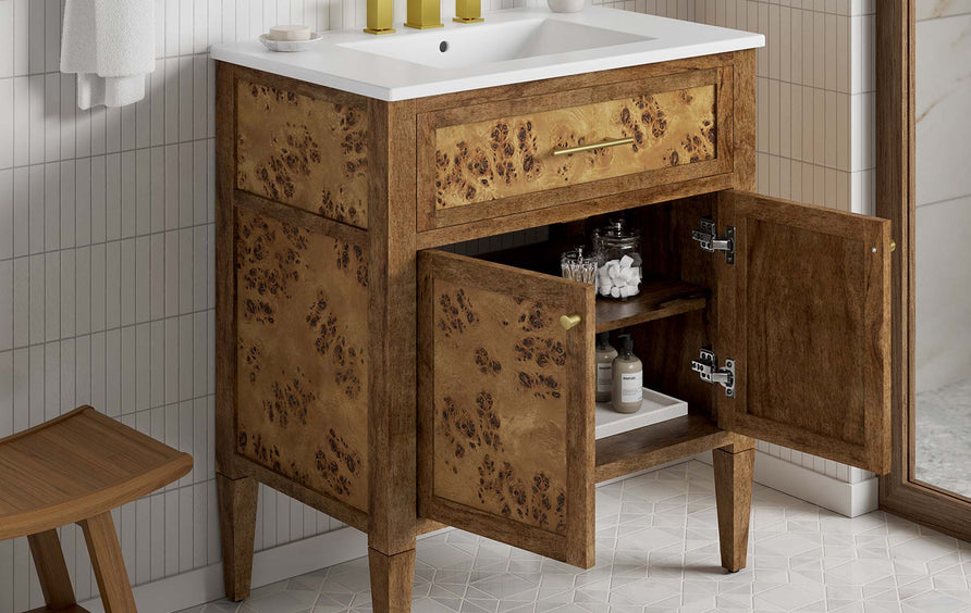 Onyx 30" Wood Bathroom Vanity in White Brown