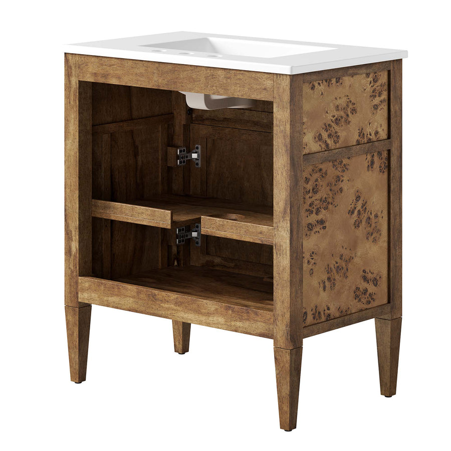 Onyx 30" Wood Bathroom Vanity in White Brown