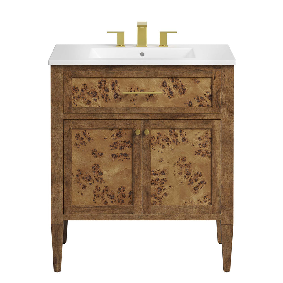 Onyx 30" Wood Bathroom Vanity in White Brown