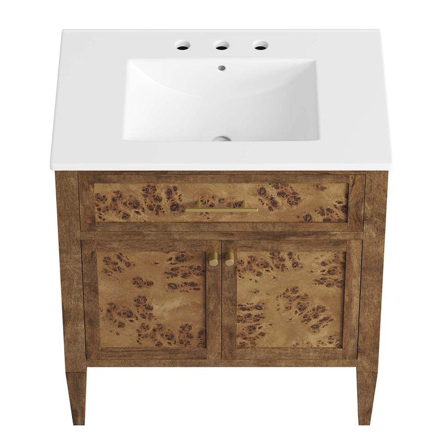 Onyx 30" Wood Bathroom Vanity in White Brown