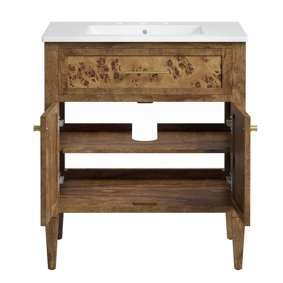 Onyx 30" Wood Bathroom Vanity in White Brown