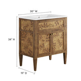 Onyx 30" Wood Bathroom Vanity in White Brown
