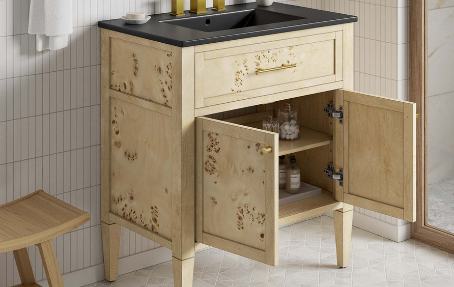 Onyx 30" Wood Bathroom Vanity in Black Burl