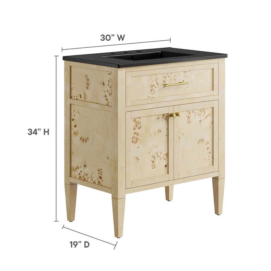 Onyx 30" Wood Bathroom Vanity in Black Burl
