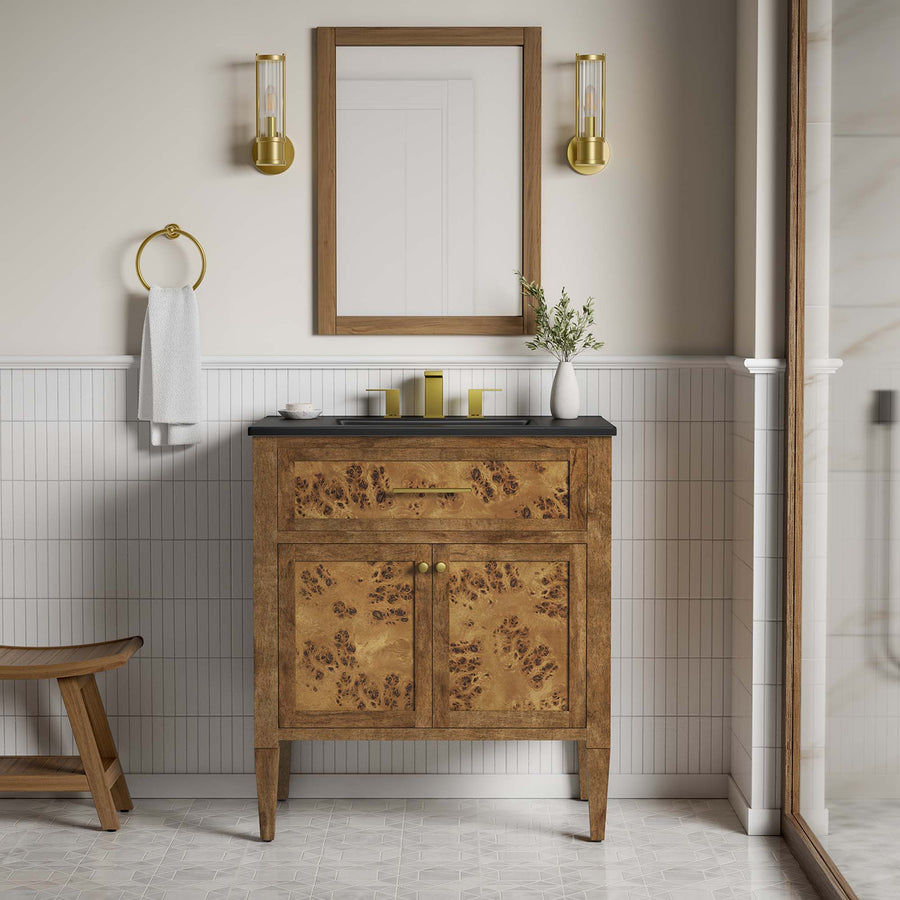 Onyx 30" Wood Bathroom Vanity in Black Brown