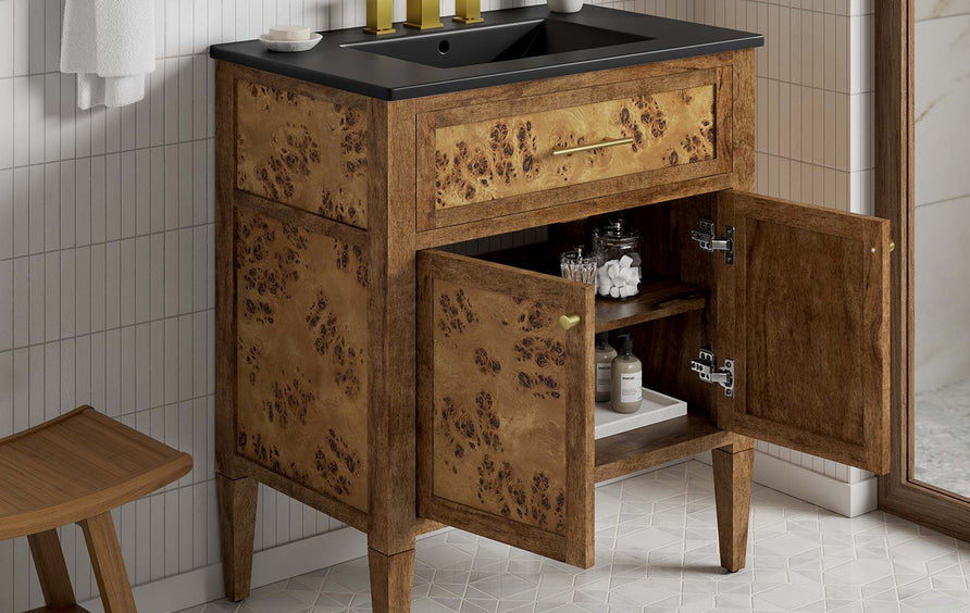 Onyx 30" Wood Bathroom Vanity in Black Brown