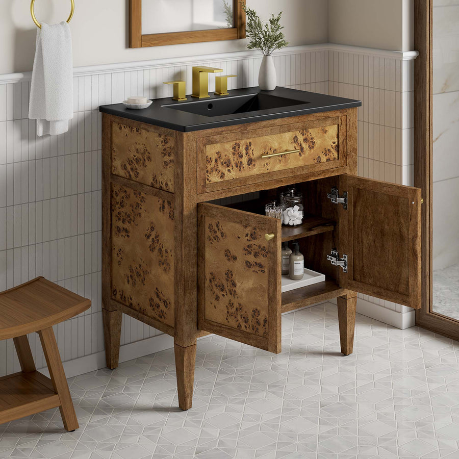 Onyx 30" Wood Bathroom Vanity in Black Brown