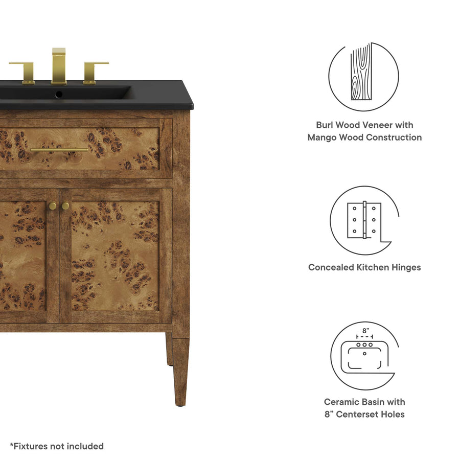 Onyx 30" Wood Bathroom Vanity in Black Brown