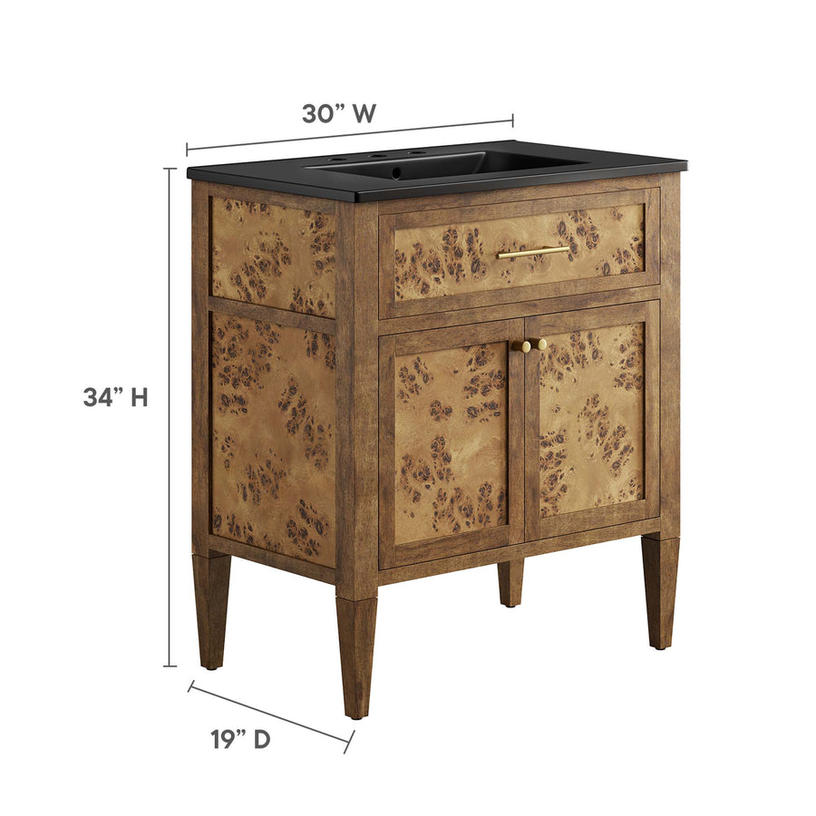 Onyx 30" Wood Bathroom Vanity in Black Brown
