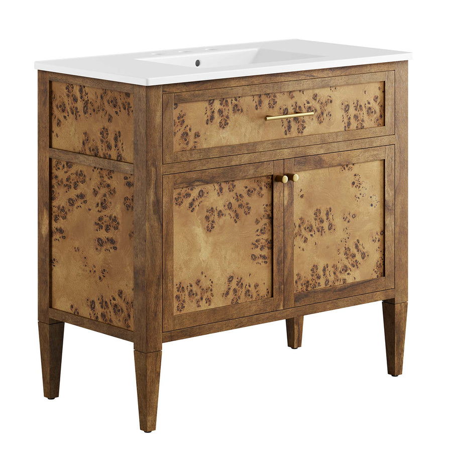 Onyx 36" Wood Bathroom Vanity in White Brown