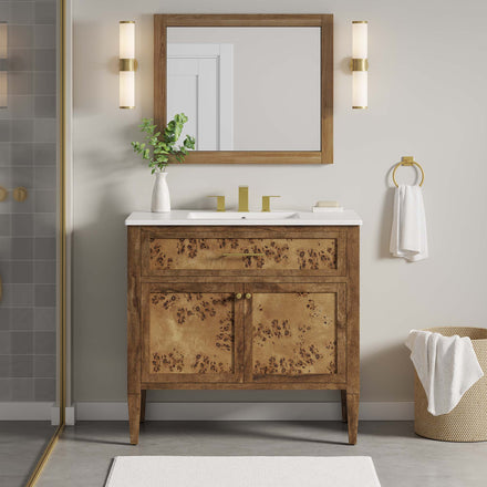 Elysian 36" Wood Bathroom Vanity in White Brown