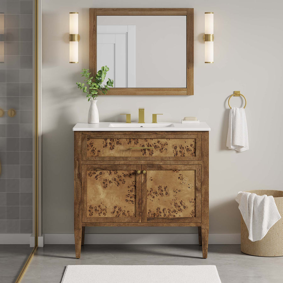 Onyx 36" Wood Bathroom Vanity in White Brown