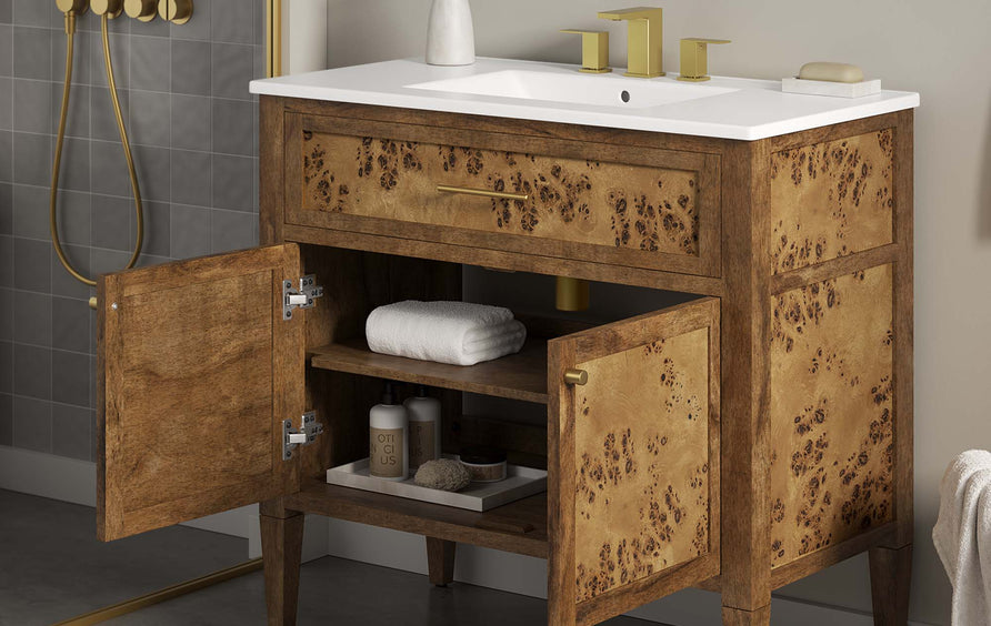 Onyx 36" Wood Bathroom Vanity in White Brown