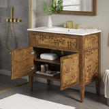 Onyx 36" Wood Bathroom Vanity in White Brown