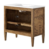 Onyx 36" Wood Bathroom Vanity in White Brown