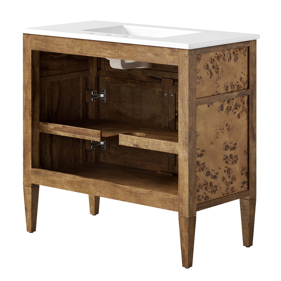 Onyx 36" Wood Bathroom Vanity in White Brown
