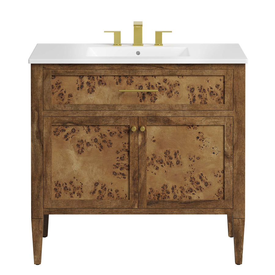Onyx 36" Wood Bathroom Vanity in White Brown