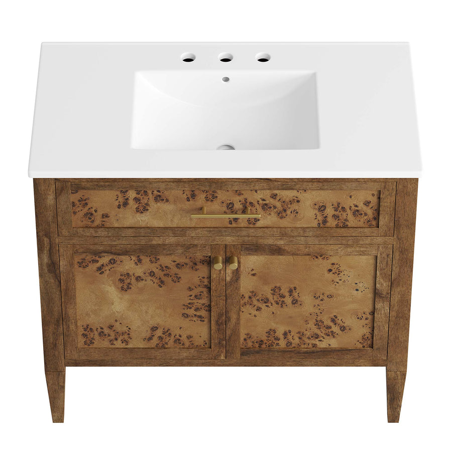 Onyx 36" Wood Bathroom Vanity in White Brown